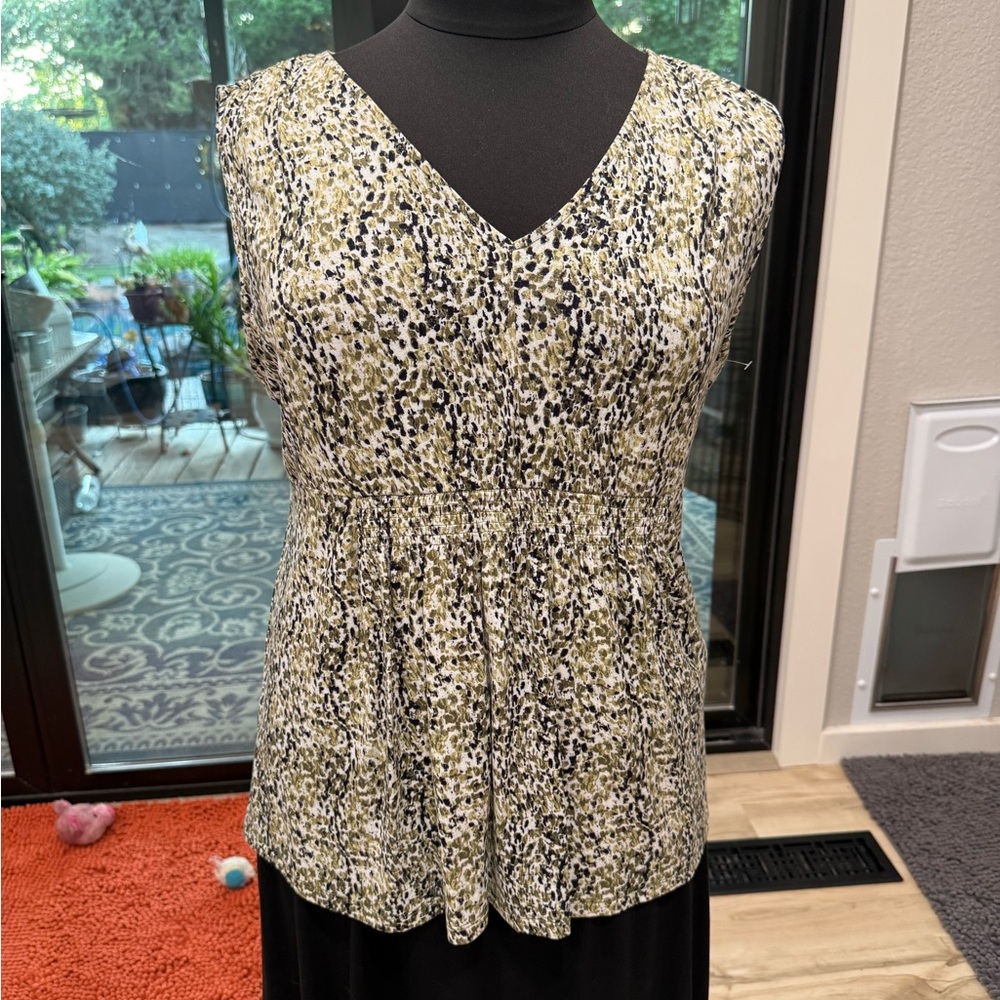Women's XL Sleeveless Top - Black,Olive and Cream #sh0103